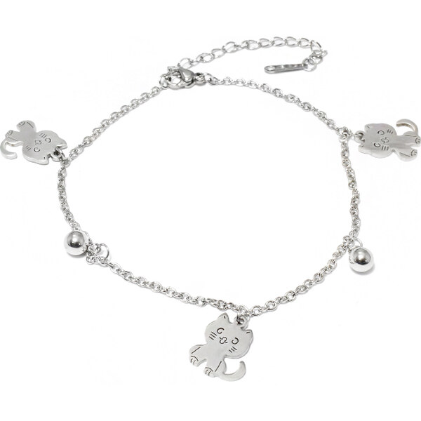 BEMI Design Dámsky náramok na nohu z chirurgickej ocele mačka S1033040 18705795