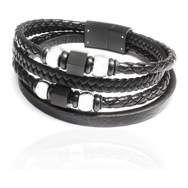 BM Jewellery Kožený náramok čierny S1060230 19421409