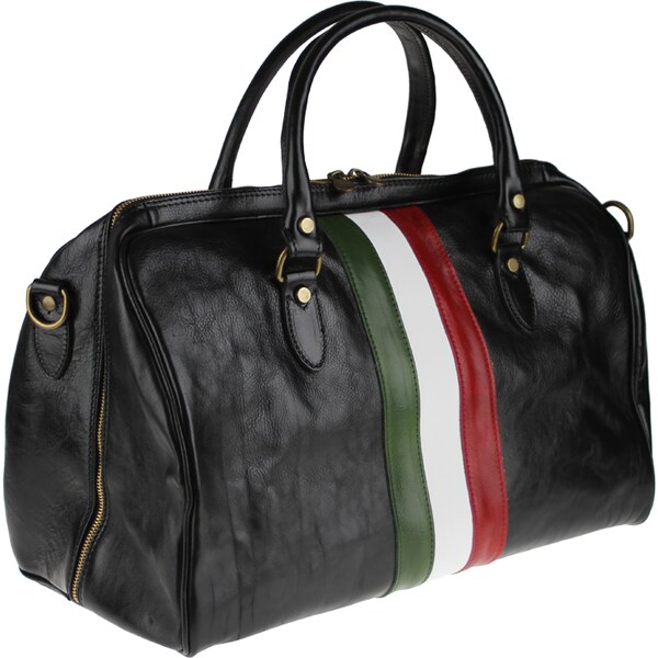 Kožená cestovná taška Tiberius Nero Tricolore čierna NovaKabelka.sk 62448964