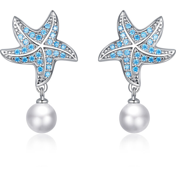 Emporial strieborné náušnice Trblietavá morská hviezdica BSE405 28093218
