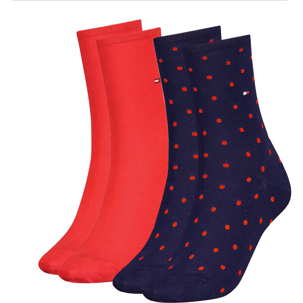 TOMMY HILFIGER - 2PACK red & navy dots ponožky 18862509