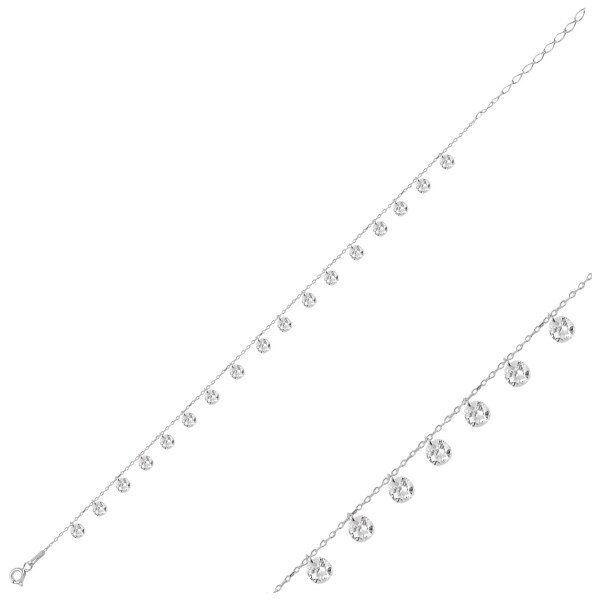 Olivie Strieborná retiazka na nohu so zirkónmi 4286 18932884