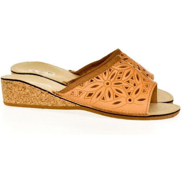 JUST MAZZONI Dámske kožené hnedé papuče INGA 17540760