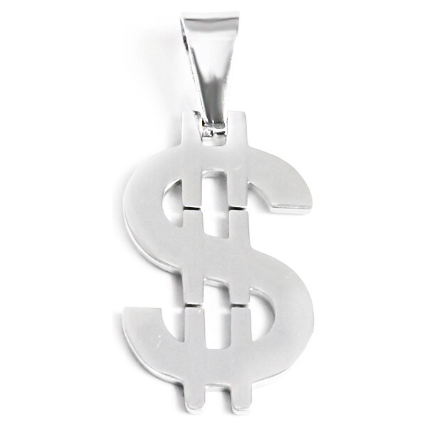 BM Jewellery Přívěsek symbol dolaru 2,6 cm z chirurgické oceli 42789970