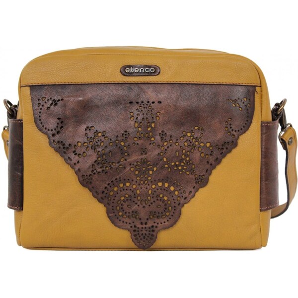 elenco Kožená kabelka elenco 25491.220 okrová + hnedá melír 19042857