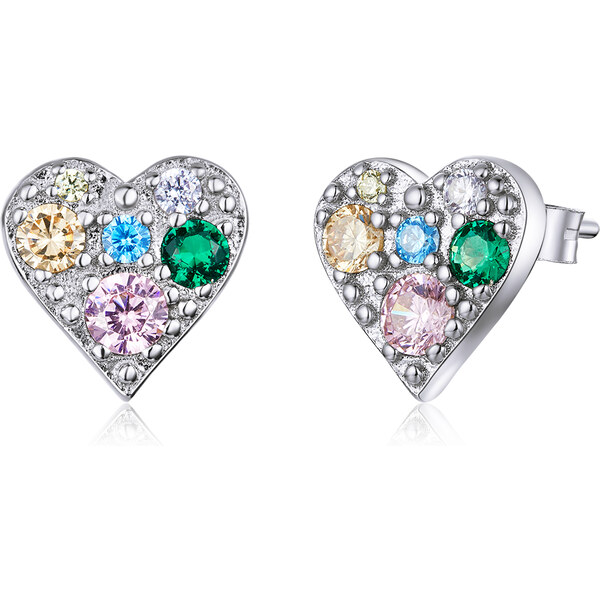 Olivie Strieborné náušnice TRBLIETAVÉ FAREBNÉ SRDCE 4308 19139643
