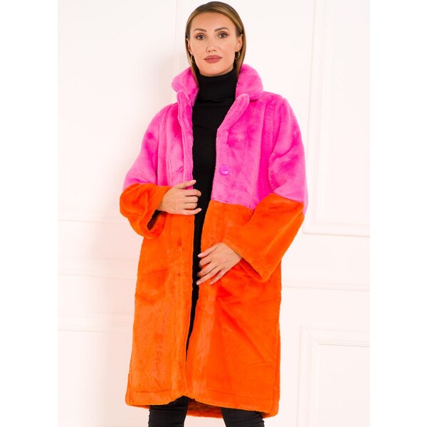 Due Linee Dámsky obojstranný kabát ružovo - oranžová 19086948