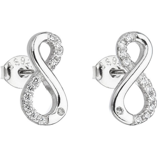 Evolution Group Strieborné náušnice biele nekonečno 11017.1 66585456