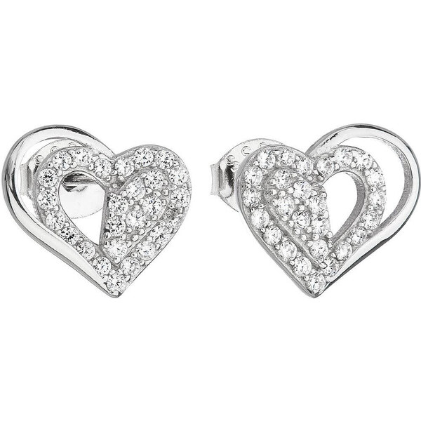 Evolution Group Strieborné náušnice biele srdce 11115.1 66585762