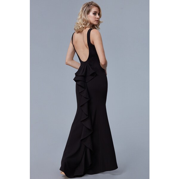 miadresses.sk Čierne priliehavé šaty s volánmi 19174010