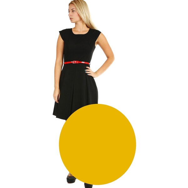 Glara Spoločenské koktejlové šaty s opaskom 19192960