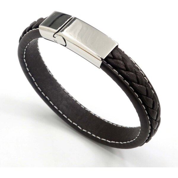 Sams Artisans Kožený náramok Black & Steel chirurgická oceľ INRM047 60998917