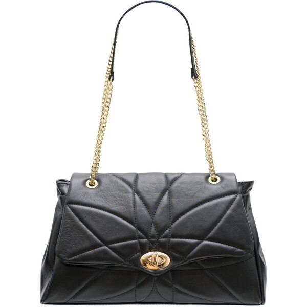 Glamorous by GLAM Dámska kožená kabelka prešívaná s retiazkou - čierna 19366176