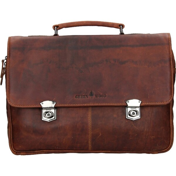 Pánska kožená aktovka Greenwood Seen - hnedá 62467248