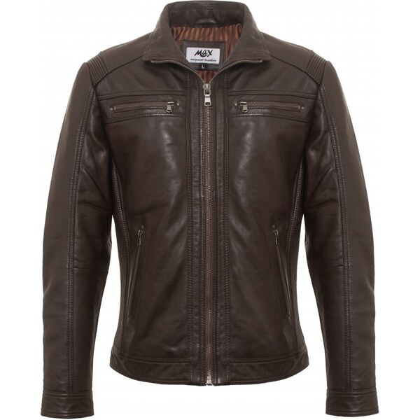 MAX Pánska kožená bunda GERO brown 19381318