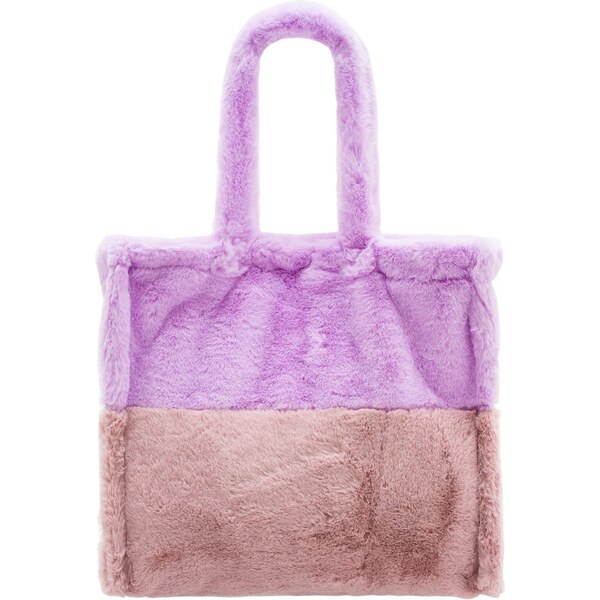 Due Linee Dámska veľká obojstranná kabelka s chlpom fialovo - ružová 19511561