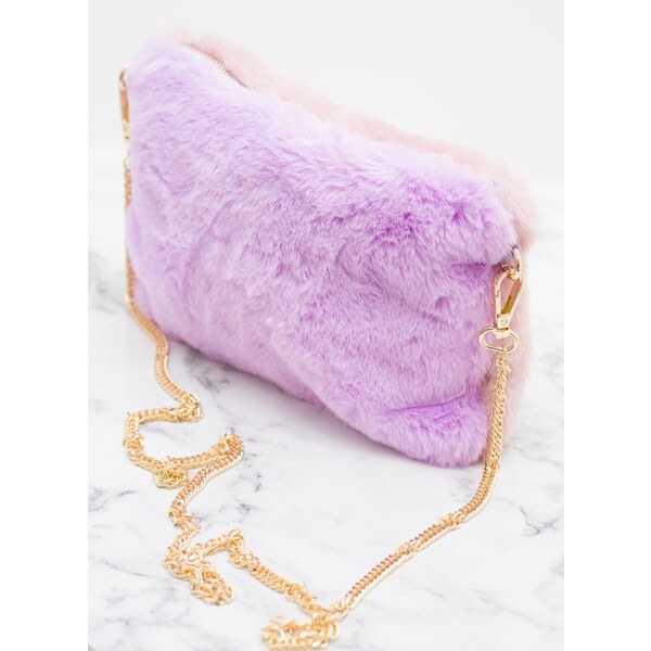 Due Linee Dámska crossbody kabelka s chlpom fialovo - ružová 19511562