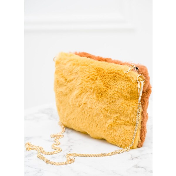 Due Linee Dámska crossbody kabelka s chlpom hnedo - žltá 19511560