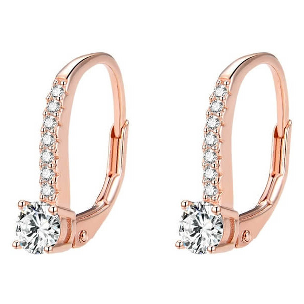 Beneto Ružovo pozlátené strieborné náušnice s kryštálmi AGUC1955-ROSE 66588849