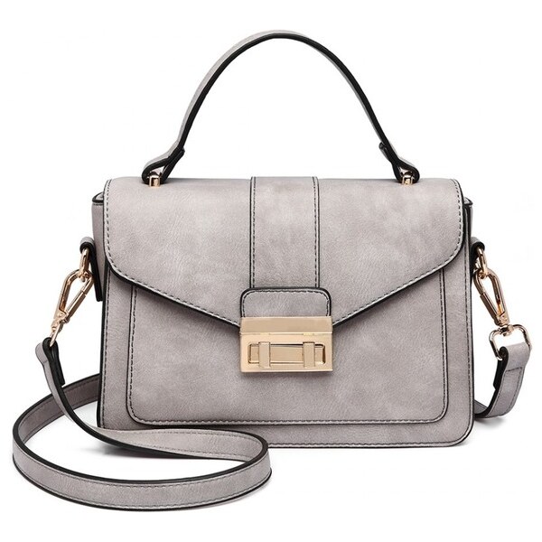 Miss Lulu Kabelka - Midi eko kožená sivá 19526247