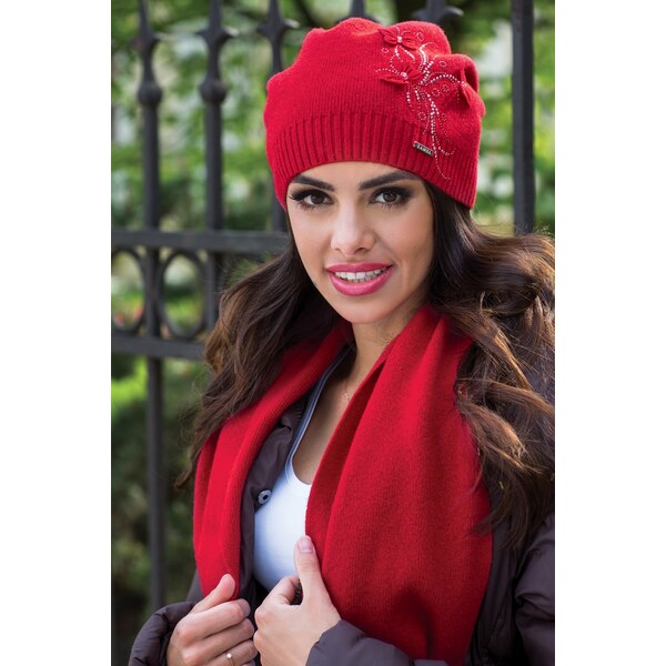 Kamea Červený dámsky šál na zimu 02, Farba červená 61012514