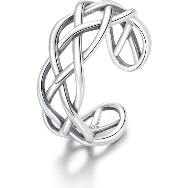 Emporial strieborný nastaviteľný prsteň Prepletený 30313112