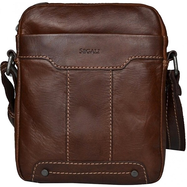 SEGALI Pánska kožená taška cez rameno 225578 hnedá 65091896