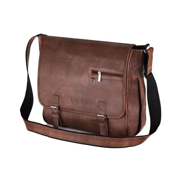 Taška - laptop pánska Solier z eko kože, hnedá 57493354