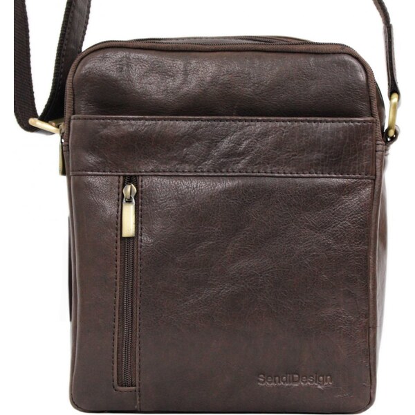 Sendi Design Pánska kožená taška cez rameno DANDY hnedá 46835411
