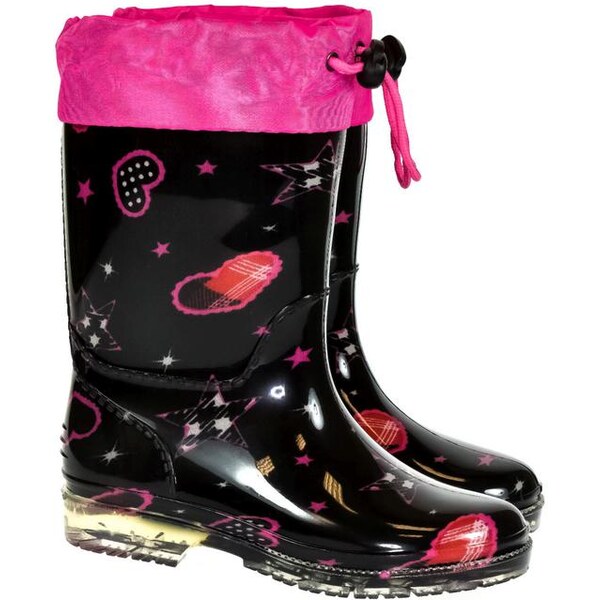 JOHN-C Detské čierno-ružové gumáky CHASI 19709116