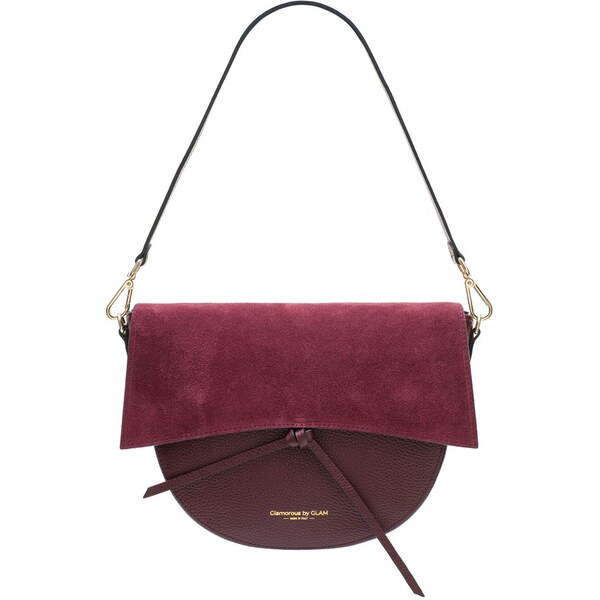 Glamorous by GLAM Dámska kožená kabelka semiš cez rameno - vínová 19857053