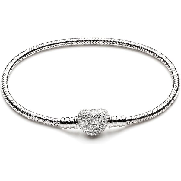 Emporial strieborný náramok na prívesky Trblietavé srdce 4010 25428892