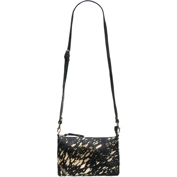 Due Linee Dámska kožená kabelka s kožušinovým lemom - čierna 19888205