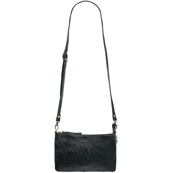 Due Linee Dámske kožené lístoček so srsťou - čierna 19888198