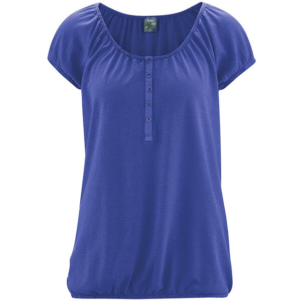 Glara Konopné dámske triko s gombíkmi 19924488