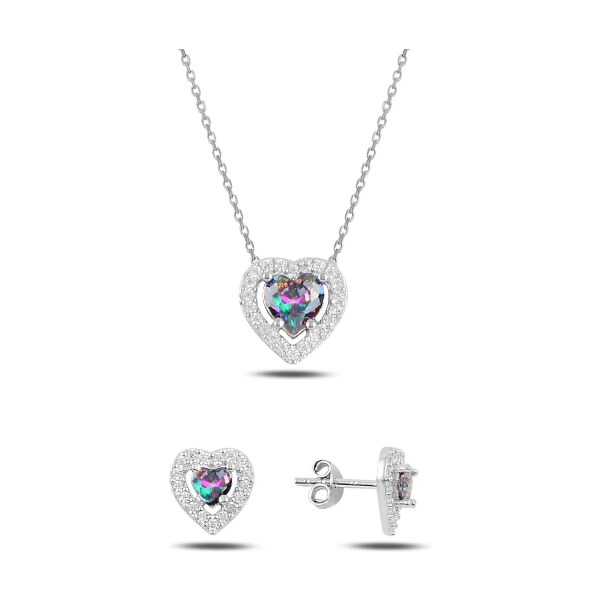 Olivie Strieborná sada MYSTIC TOPAZ SRDCE 5224 24905084