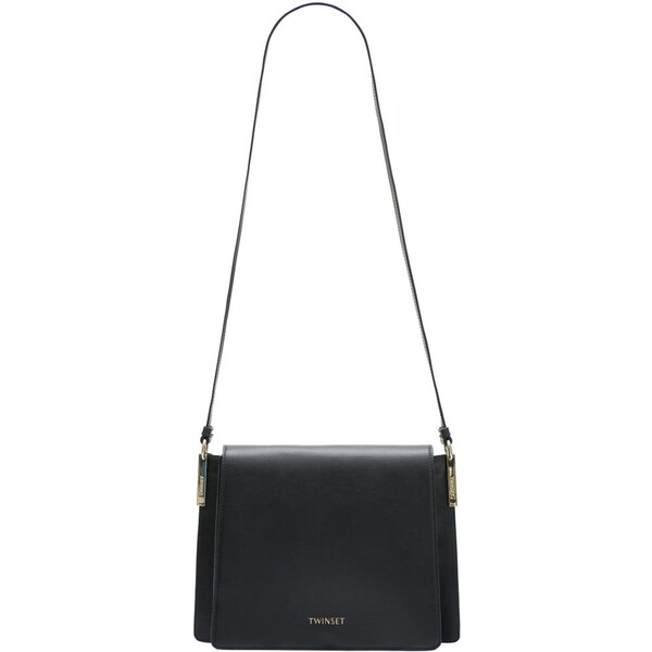 Kožená kabelka Twinset s dlhým uchom - čierna 20020538