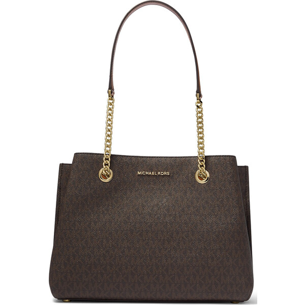 Michael Kors Kabelka Teagan Signature Long Drop Satchel Brown Acorn 25940081
