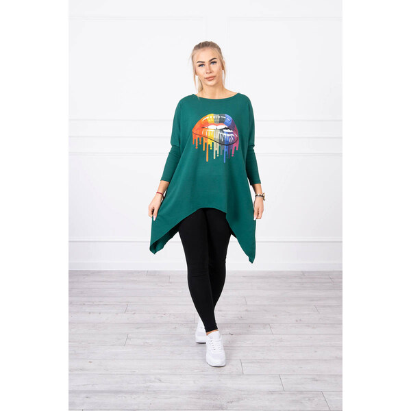 MladaModa Tunika s potlačou dúhových pier model 9006 zelená 66338121