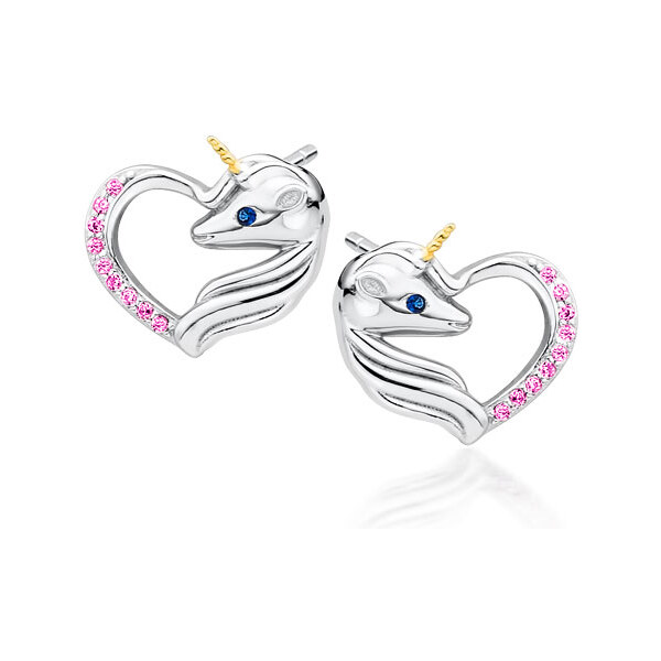 Olivie Strieborné náušnice JEDNOROŽEC V SRDCI 4440 20286997