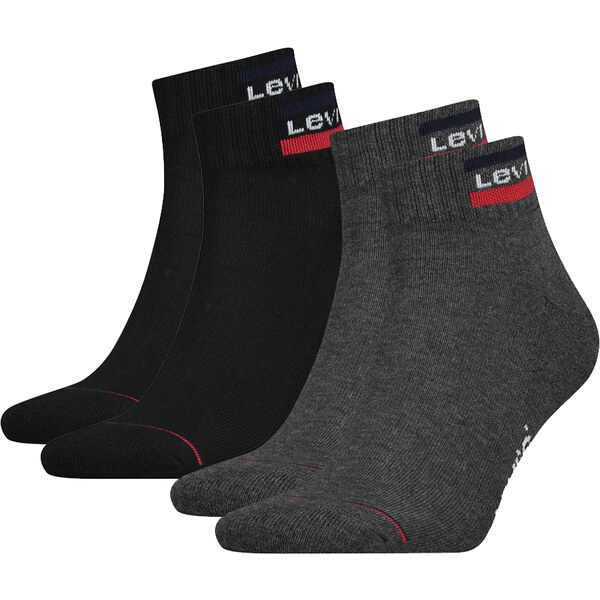 LEVI`S - ponožky 2PACK Levi`s logo quarter mid grey sportswear 36018381