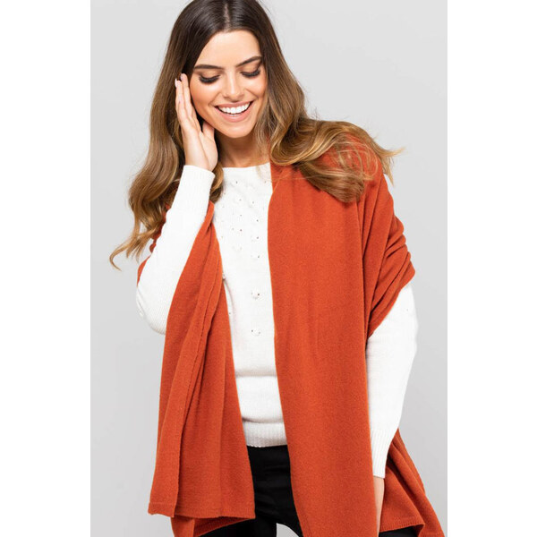 Kamea Tehlový dámsky šál na zimu 01, Farba tehlová 20131413