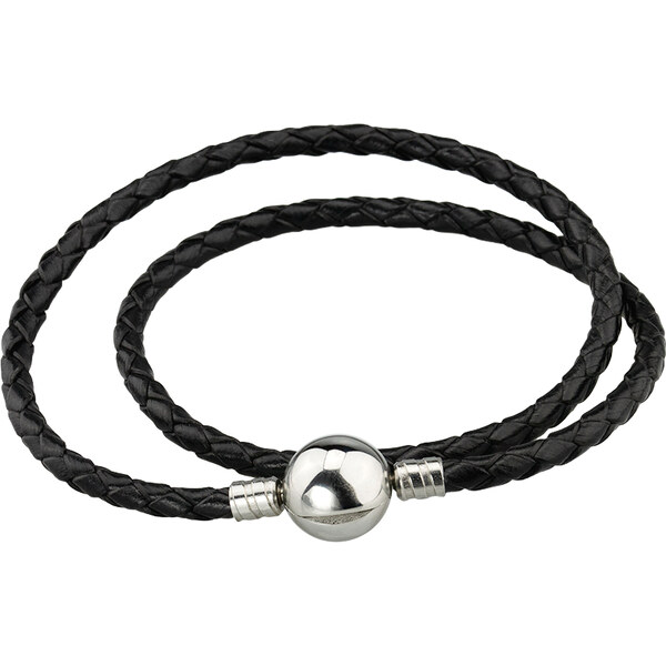 Lindas Jewelry Kožený náramok Dvojitý Čierny Chirurgická oceľ INR089 27336580