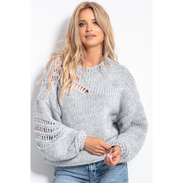 Glara Dámsky vlnený derovaný sveter 36988377