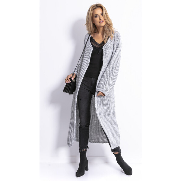 Glara Dlhý vlnený kardigan s vreckami 20150966