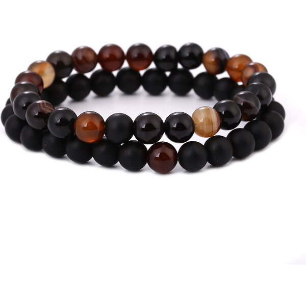 BudNej Náramky pre páry YIN a YANG STYLE z achátu a onyxu MN3030 35941837