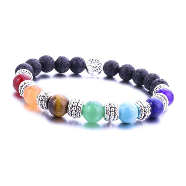 BudNej Minerálny náramok ČAKRY a STROM ŽIVOTA z lávových kameňov 35941847