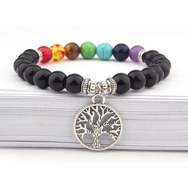 BudNej Minerálny náramok ČAKRY a STROM ŽIVOTA z onyxu MN1008 35941849