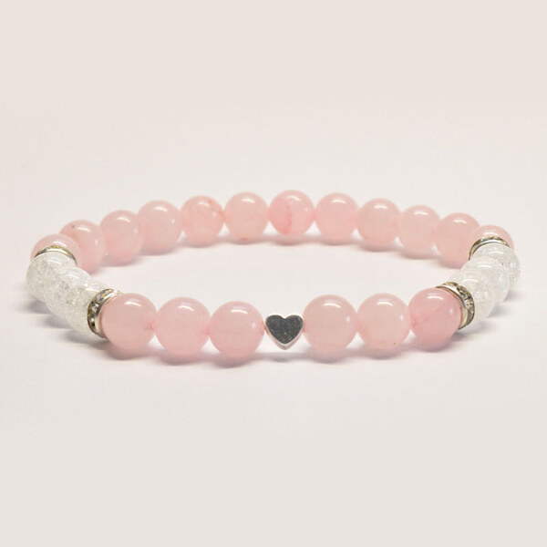 BudNej Minerálny náramok PREJAV LÁSKY z praskaného krištáľu a ruženínu 35941889