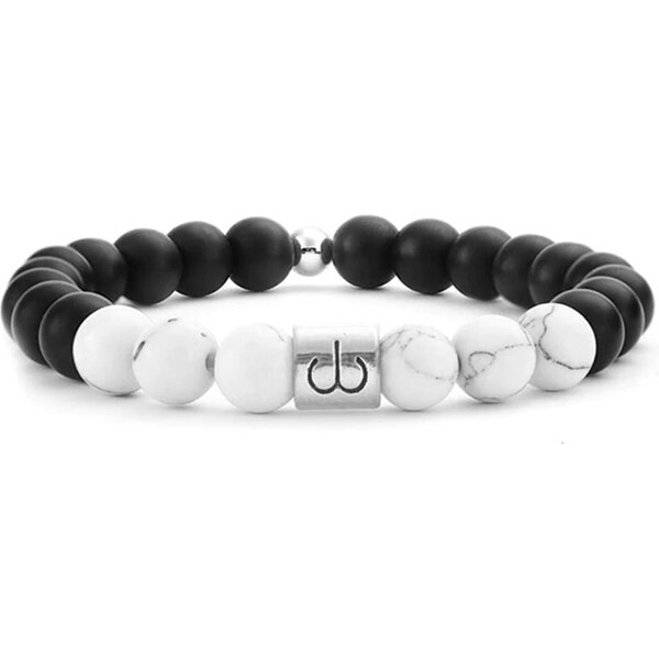 BudNej Minerálny náramok v znamení BARAN z howlitu a onyxu MN1809 35941910